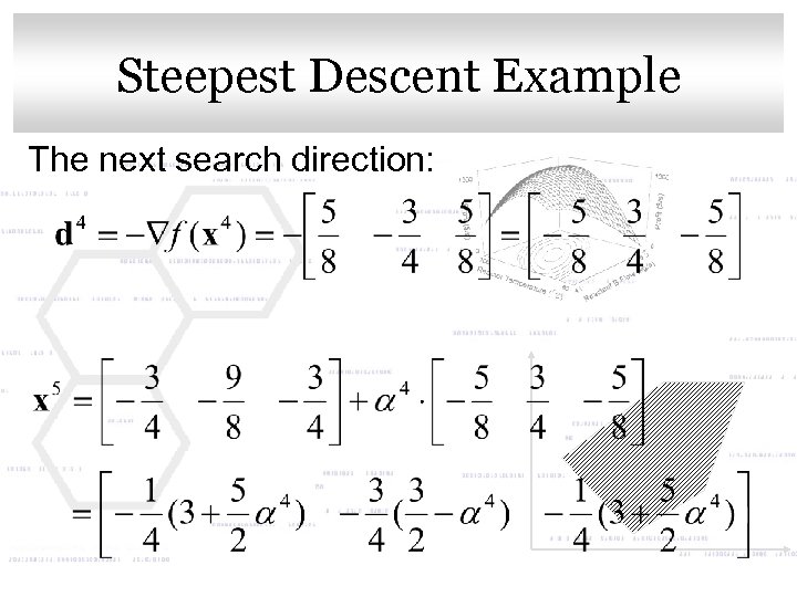 Click to edit Master title style Steepest Descent Example The next search direction: 