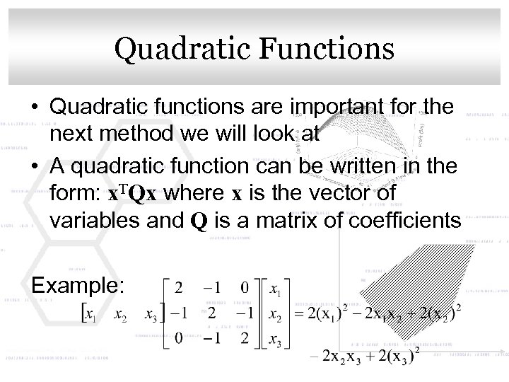 Click to edit Master title style Quadratic Functions • Quadratic functions are important for