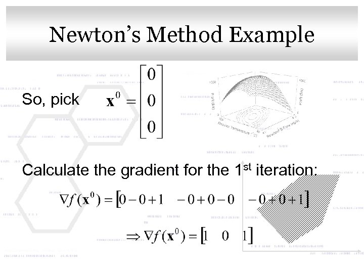 Click to edit Master. Example Newton’s Method title style So, pick Calculate the gradient