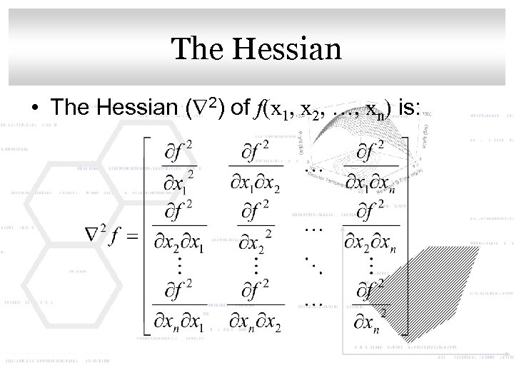 Click to edit Master title style The Hessian • The Hessian ( 2) of
