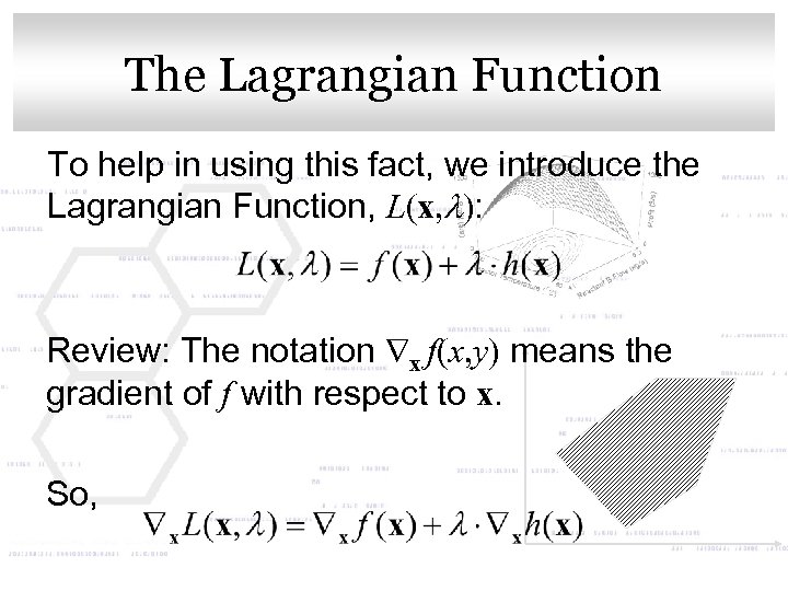 Click to edit Master title style The Lagrangian Function To help in using this