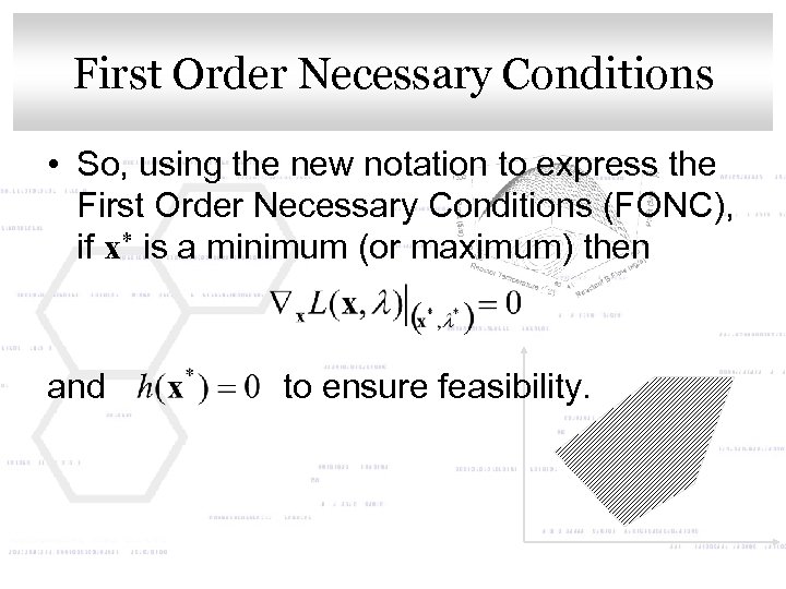 First Order Necessary Conditions Click to edit Master title style • So, using the