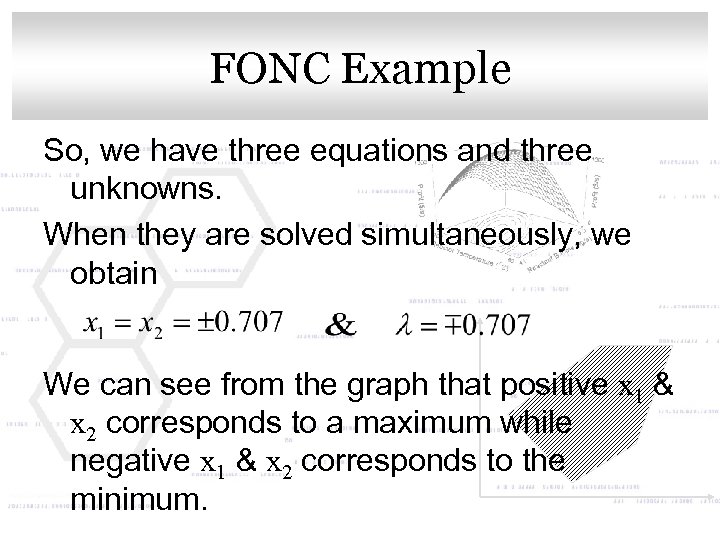 Click to edit Master title style FONC Example So, we have three equations and