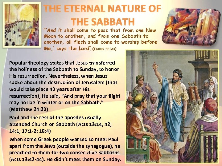 THE ETERNAL NATURE OF THE SABBATH “‘And it shall come to pass that from