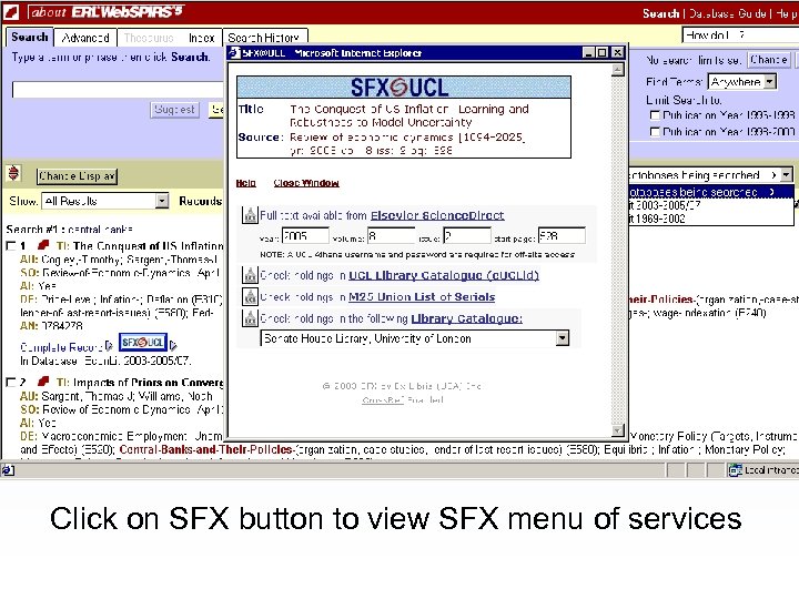 Click on SFX button to view SFX menu of services 