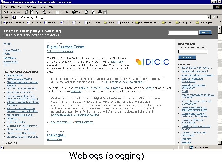 Weblogs (blogging) 
