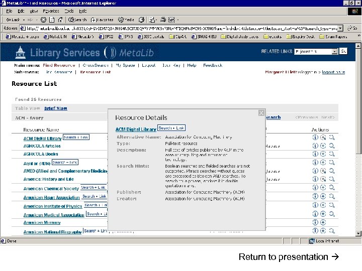 Return to presentation 