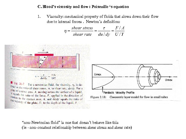 C. Blood’s viscosity and flow : Poiseuille ‘s equation 1. Viscosity: mechanical property of