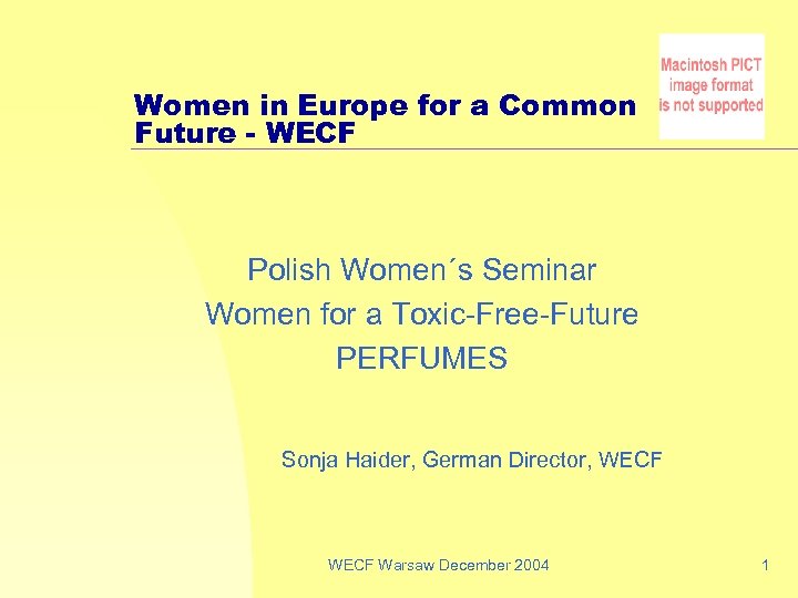 Women in Europe for a Common Future - WECF Polish Women´s Seminar Women for