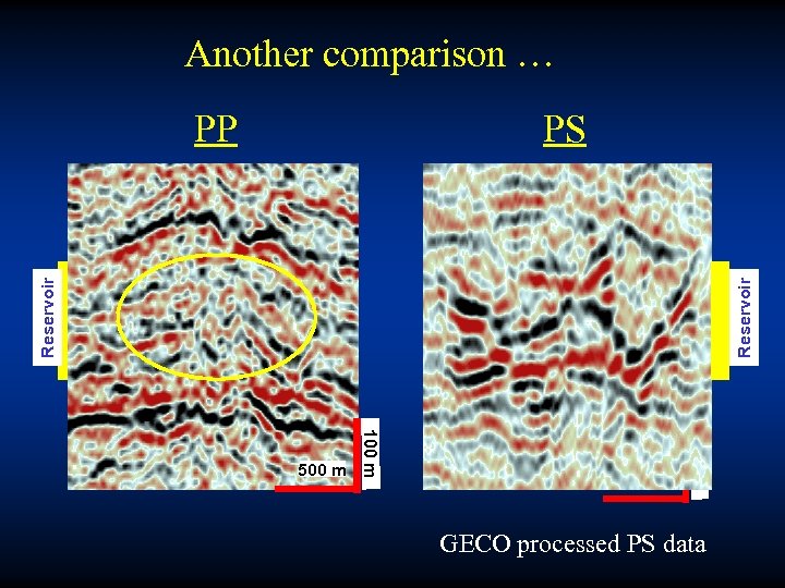 Another comparison … PS Reservoir PP 500 m 100 m 500 m GECO processed