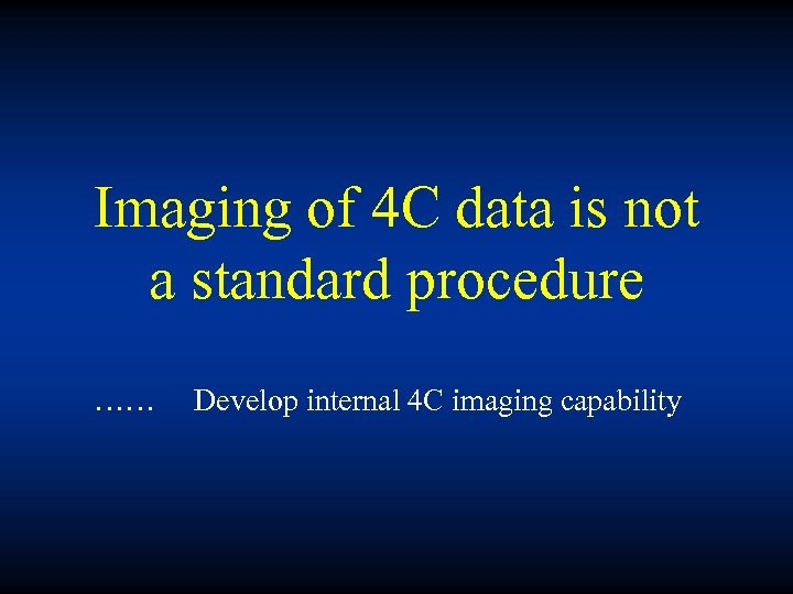 Imaging of 4 C data is not a standard procedure …… Develop internal 4