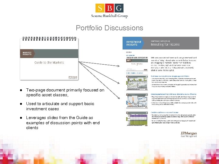 Portfolio Discussions l Two-page document primarily focused on specific asset classes, l Used to