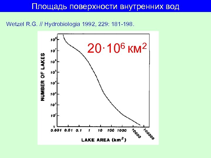 Площадь поверхности внутренних вод Wetzel R. G. // Hydrobiologia 1992, 229: 181 -198. 6