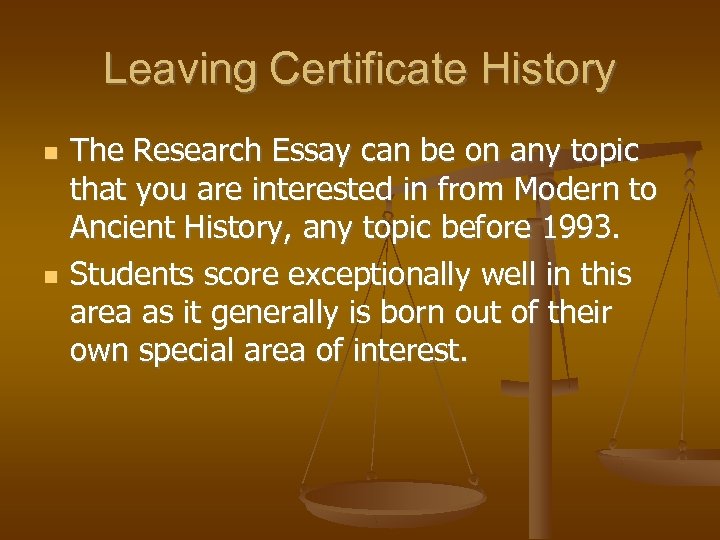 research study report history leaving cert ideas