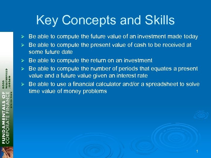 Key Concepts and Skills Ø Ø Ø Be able to compute the future value