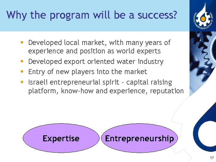 Why the program will be a success? • Developed local market, with many years