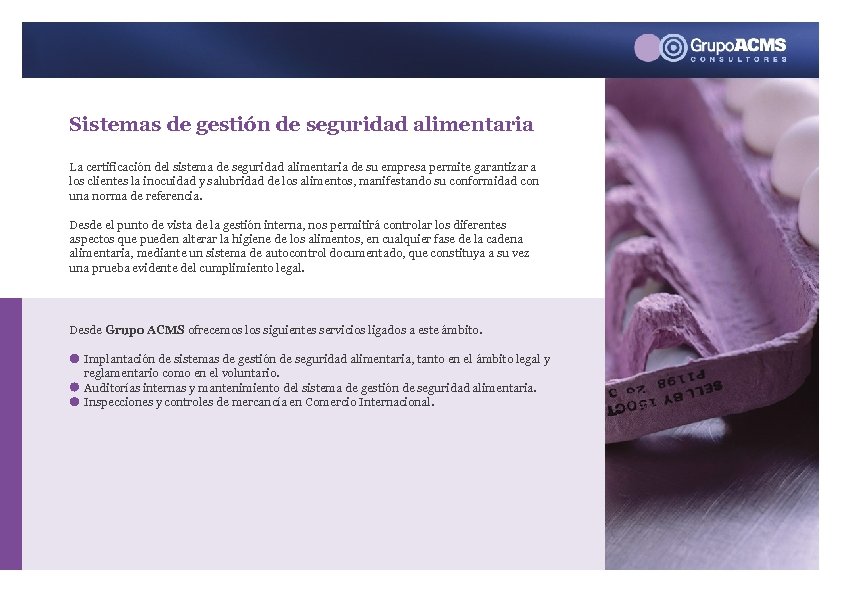 Sistemas de gestión de seguridad alimentaria La certificación del sistema de seguridad alimentaria de