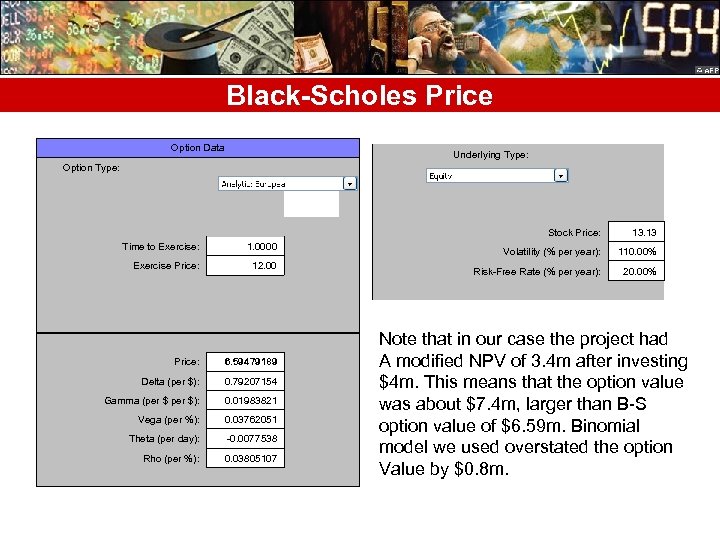 Black-Scholes Price Option Data Option Type: Underlying Type: Stock Price: 13. 13 Volatility (%