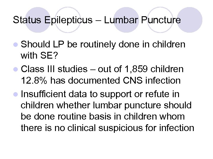 Status Epilepticus – Lumbar Puncture l Should LP be routinely done in children with