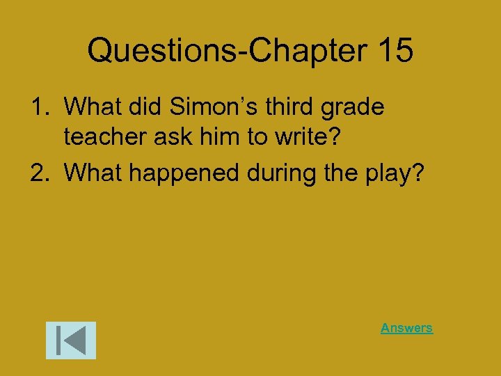 Questions-Chapter 15 1. What did Simon’s third grade teacher ask him to write? 2.