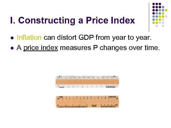 I. Constructing a Price Index l l Inflation can distort GDP from year to