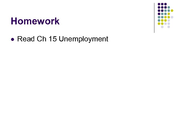 Homework l Read Ch 15 Unemployment 