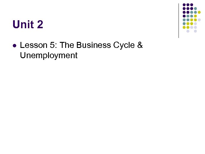 Unit 2 l Lesson 5: The Business Cycle & Unemployment 