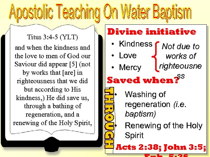 Washing of Regeneration - Titus 3: 4 -5 (YLT) and when the kindness and