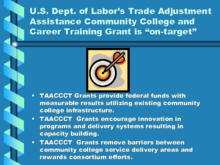 U. S. Dept. of Labor’s Trade Adjustment Assistance Community College and Career Training Grant