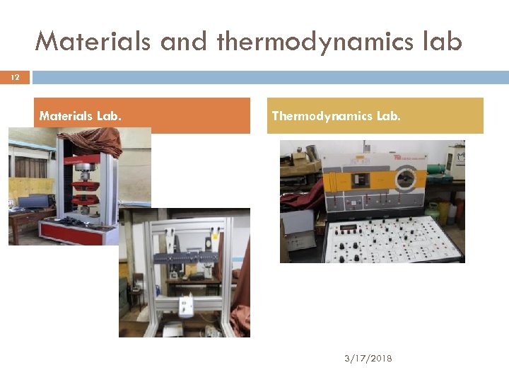 Materials and thermodynamics lab 12 Materials Lab. Thermodynamics Lab. 3/17/2018 