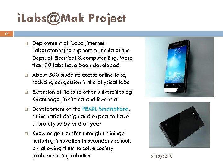 i. Labs@Mak Project 17 Deployment of i. Labs (internet Laboratories) to support curricula of