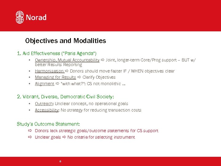 Objectives and Modalities 1. Aid Effectiveness (