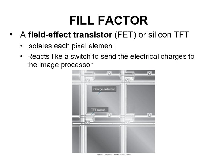 FILL FACTOR • A field-effect transistor (FET) or silicon TFT • Isolates each pixel