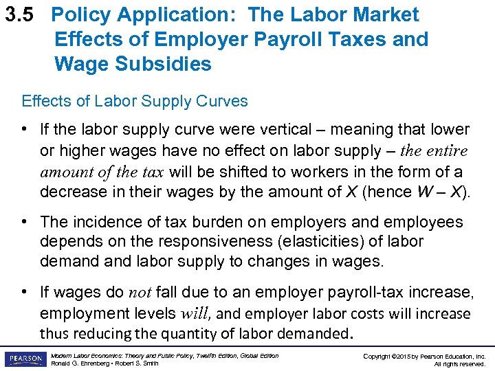 3. 5 Policy Application: The Labor Market Effects of Employer Payroll Taxes and Wage