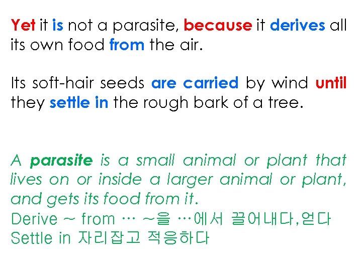 Yet it is not a parasite, because it derives all its own food from