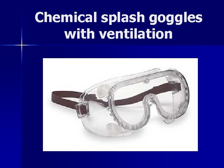 Chemical splash goggles with ventilation 