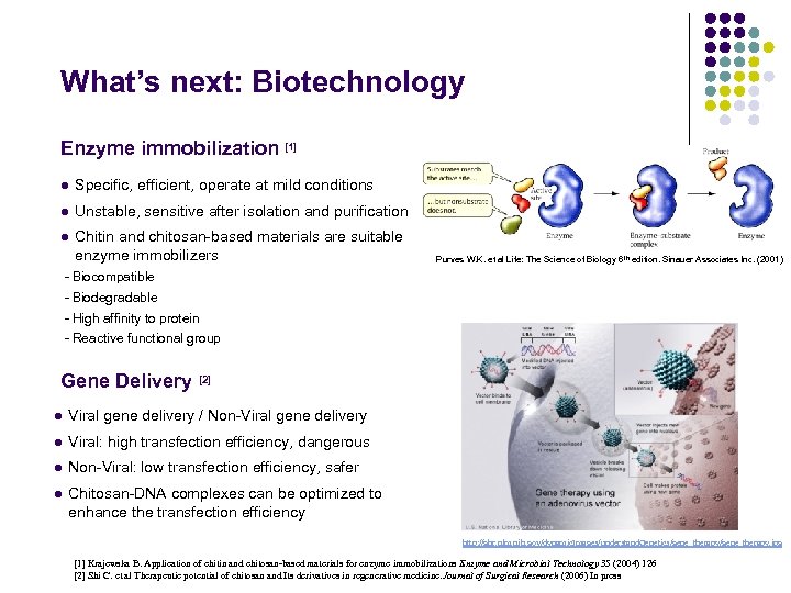 What’s next: Biotechnology Enzyme immobilization [1] l Specific, efficient, operate at mild conditions l