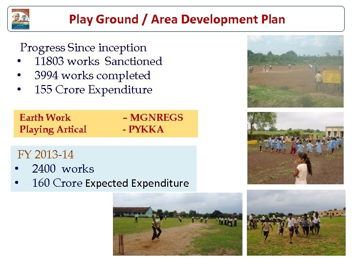 Play Ground / Area Development Plan Progress Sinception • 11803 works Sanctioned • 3994