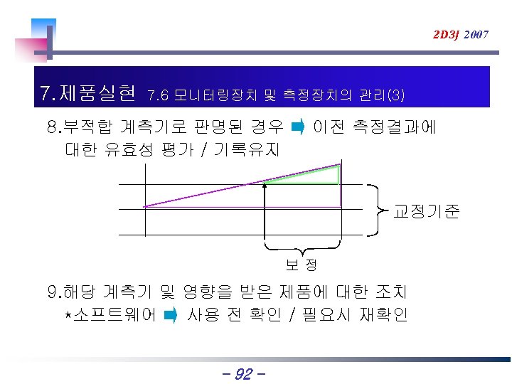 2 D 3 J 2007 7. 제품실현 7. 6 모니터링장치 및 측정장치의 관리(3) 8.