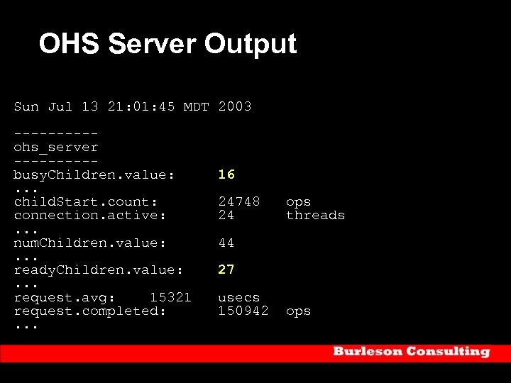 OHS Server Output Sun Jul 13 21: 01: 45 MDT 2003 -----ohs_server -----busy. Children.