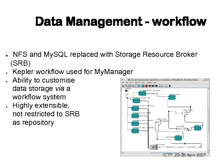 Data Management - workflow NFS and My. SQL replaced with Storage Resource Broker (SRB)