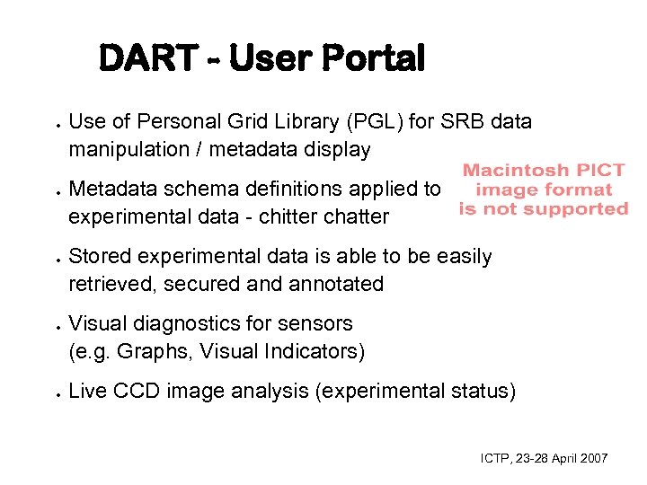 DART - User Portal Use of Personal Grid Library (PGL) for SRB data manipulation