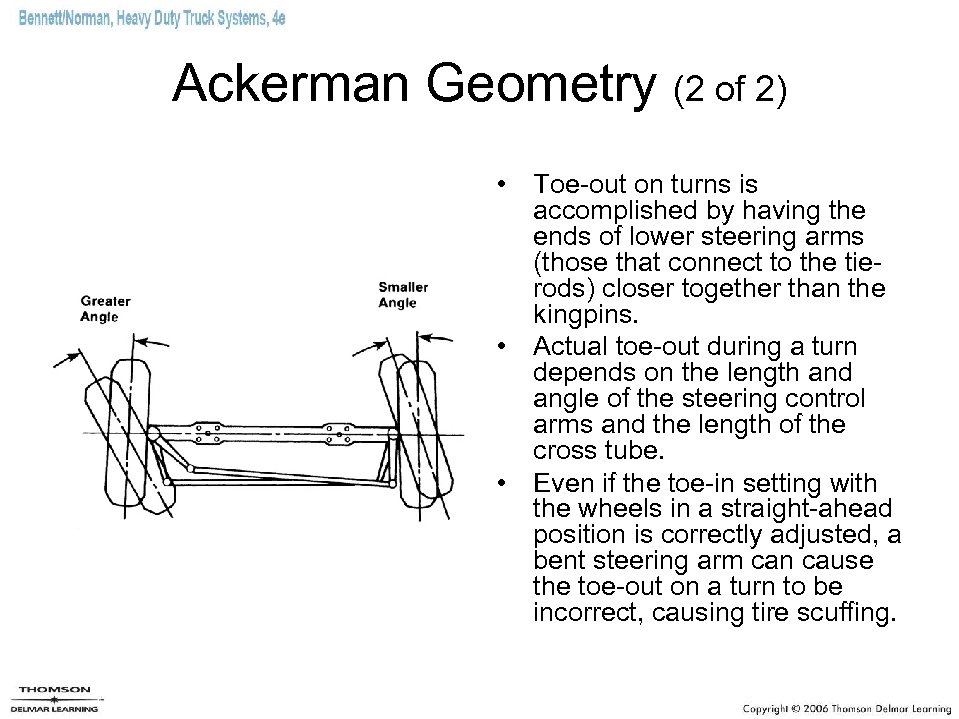 Ackerman Geometry (2 of 2) • Toe-out on turns is accomplished by having the