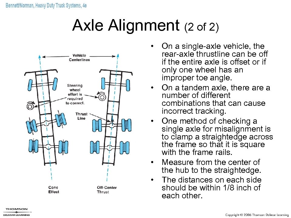 Axle Alignment (2 of 2) • On a single-axle vehicle, the rear-axle thrustline can