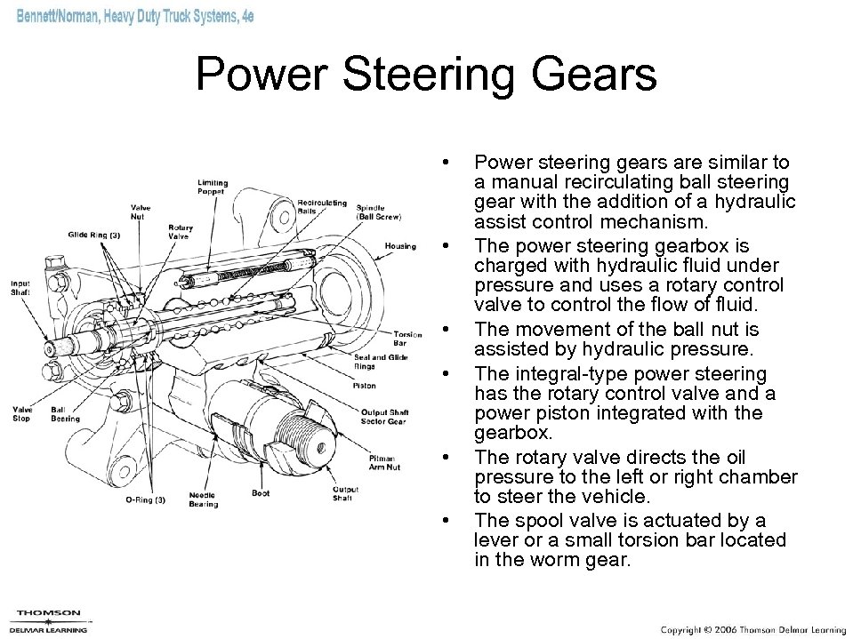 Power Steering Gears • • • Power steering gears are similar to a manual