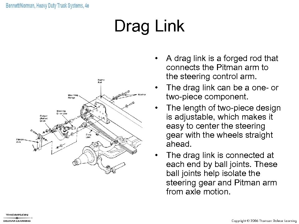 Drag Link • A drag link is a forged rod that connects the Pitman