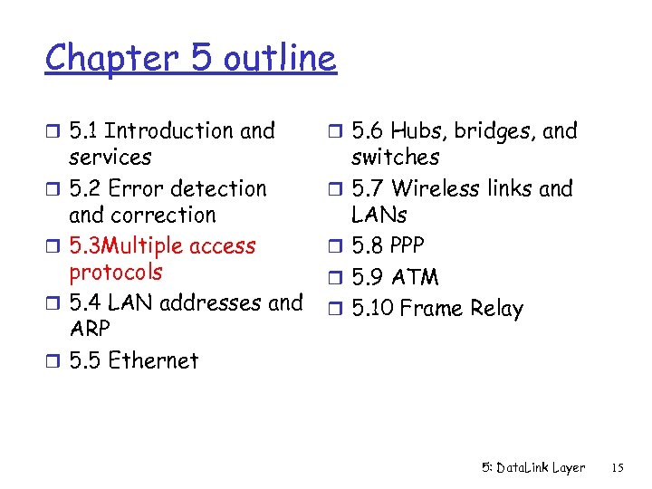 Chapter 5 outline r 5. 1 Introduction and r 5. 6 Hubs, bridges, and