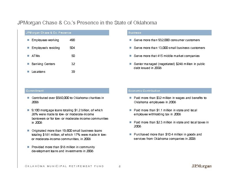 JPMorgan Chase & Co. ’s Presence in the State of Oklahoma JPMorgan Chase &