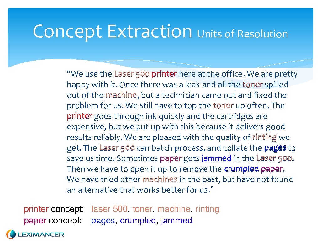 Concept Extraction Units of Resolution 