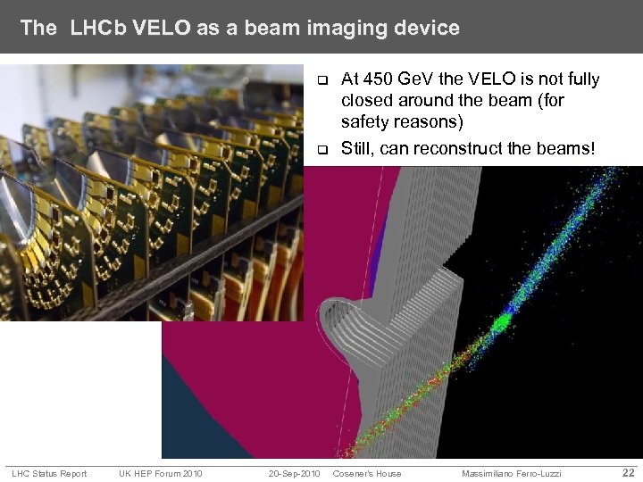 The LHCb VELO as a beam imaging device q q LHC Status Report UK